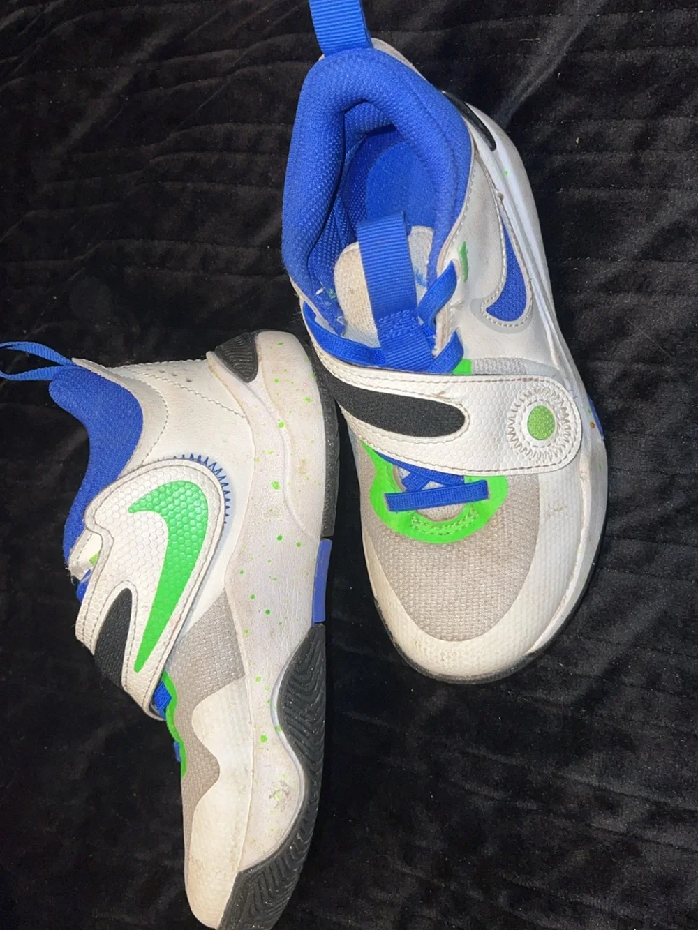 Nike Flex Runner Toddler Athletic Sneakers White Blue Green Velcro 11.5c